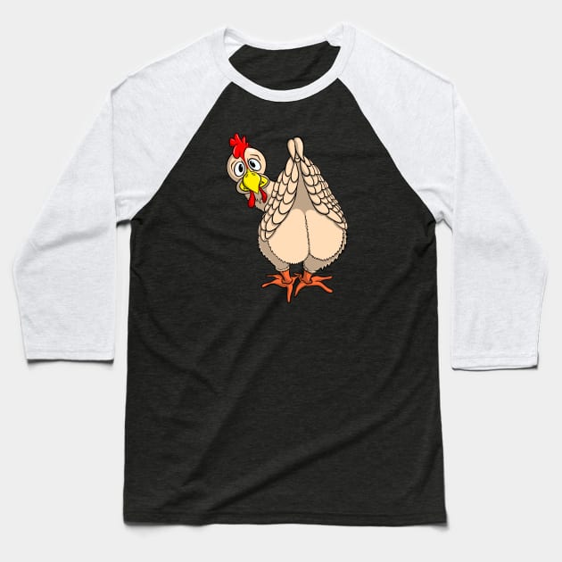 Funny Chicken Shirt ScottyGaaDo's CHICKEN BUTT Baseball T-Shirt by ScottyGaaDo